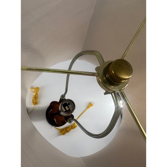 Vintage MCM Lamps Brown Amber Living Room Decor Beige Lamp Shade Set of 2 - Picture 12 of 14